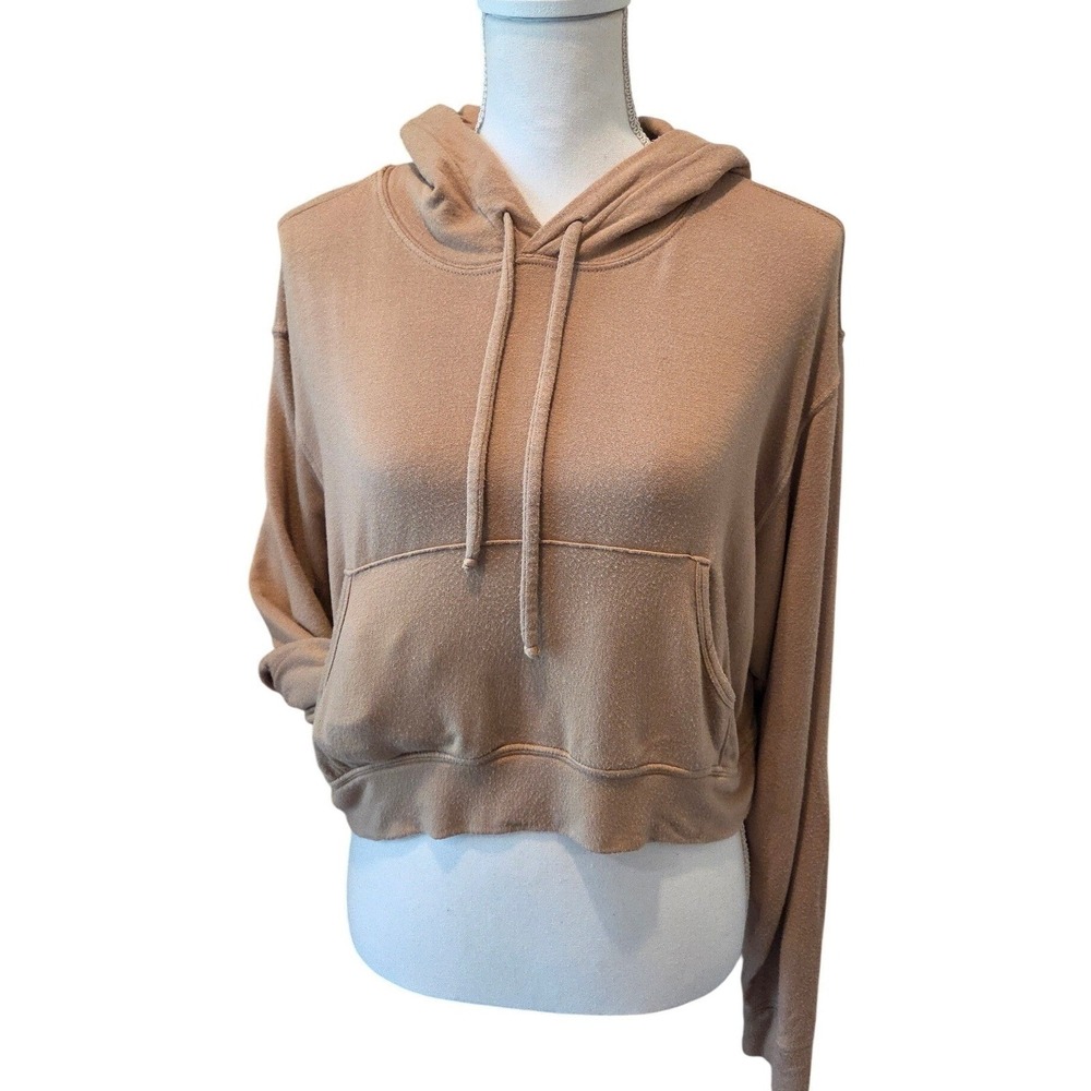 Bleusalt The Crop Hoodie Relaxed Pullover Camel Tan Minimalist Loungewear 1/S